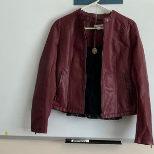 Faux leather jacket in burgundy. Size S